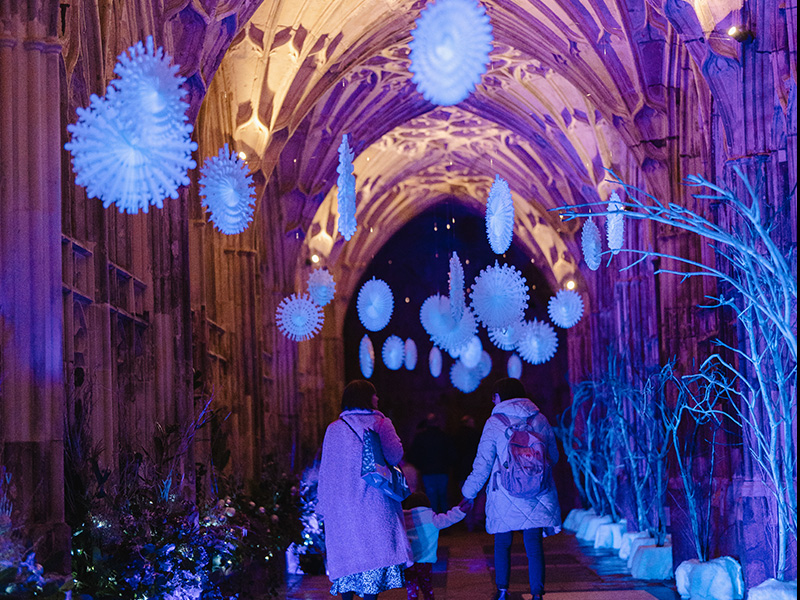 Gloucester Cathedral Christmas Experience at Night