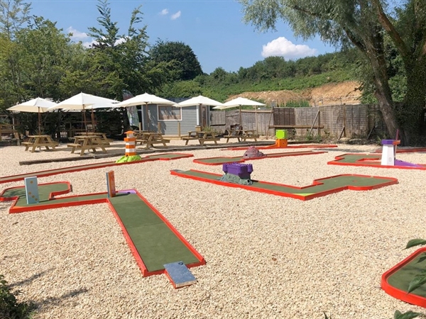 Enjoy ar ound of crazy golf at Bibury Trout Farm